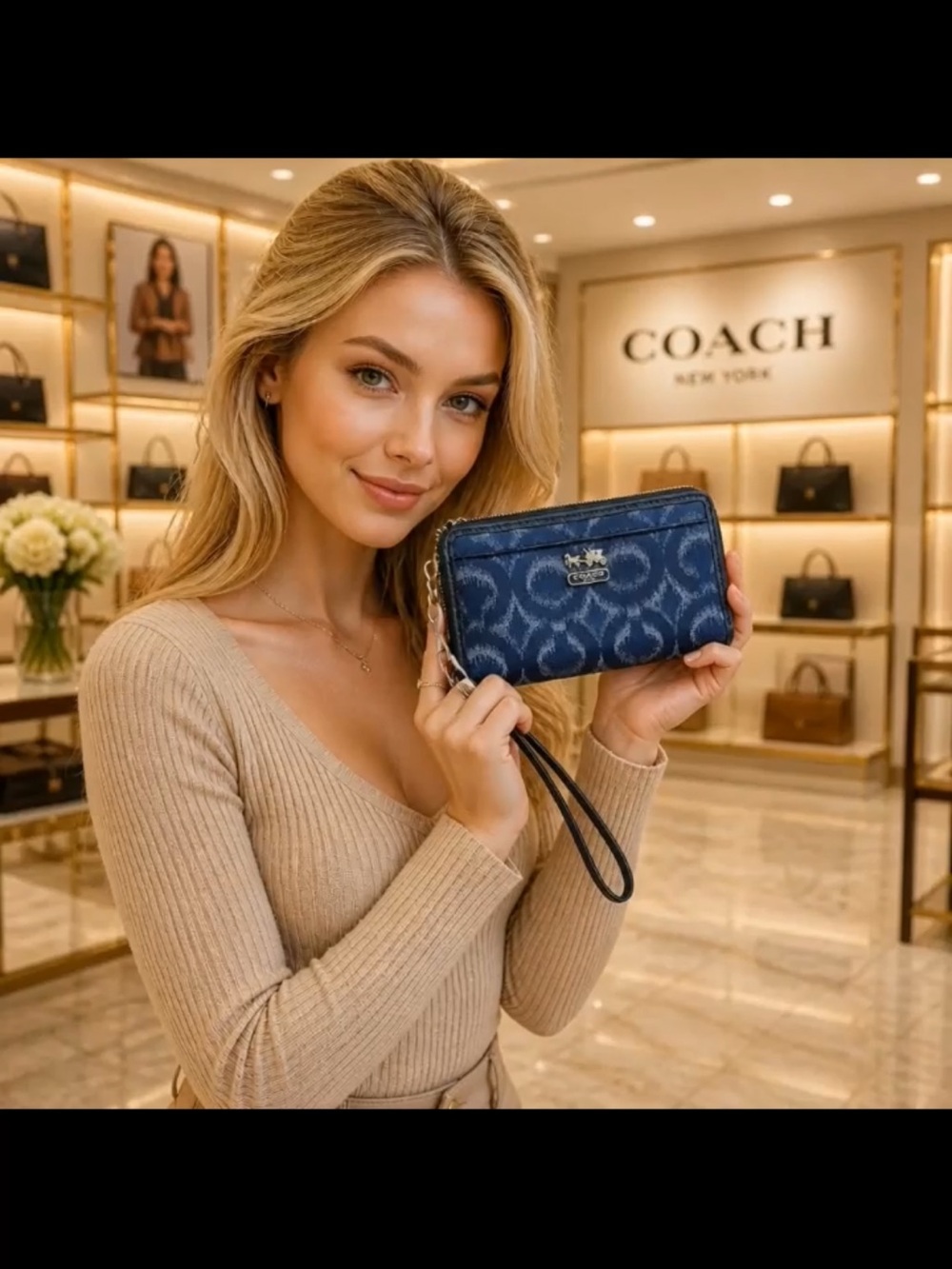 Coach denim blue Signature Canvas Wristlet Wallet - Picture 2 of 8